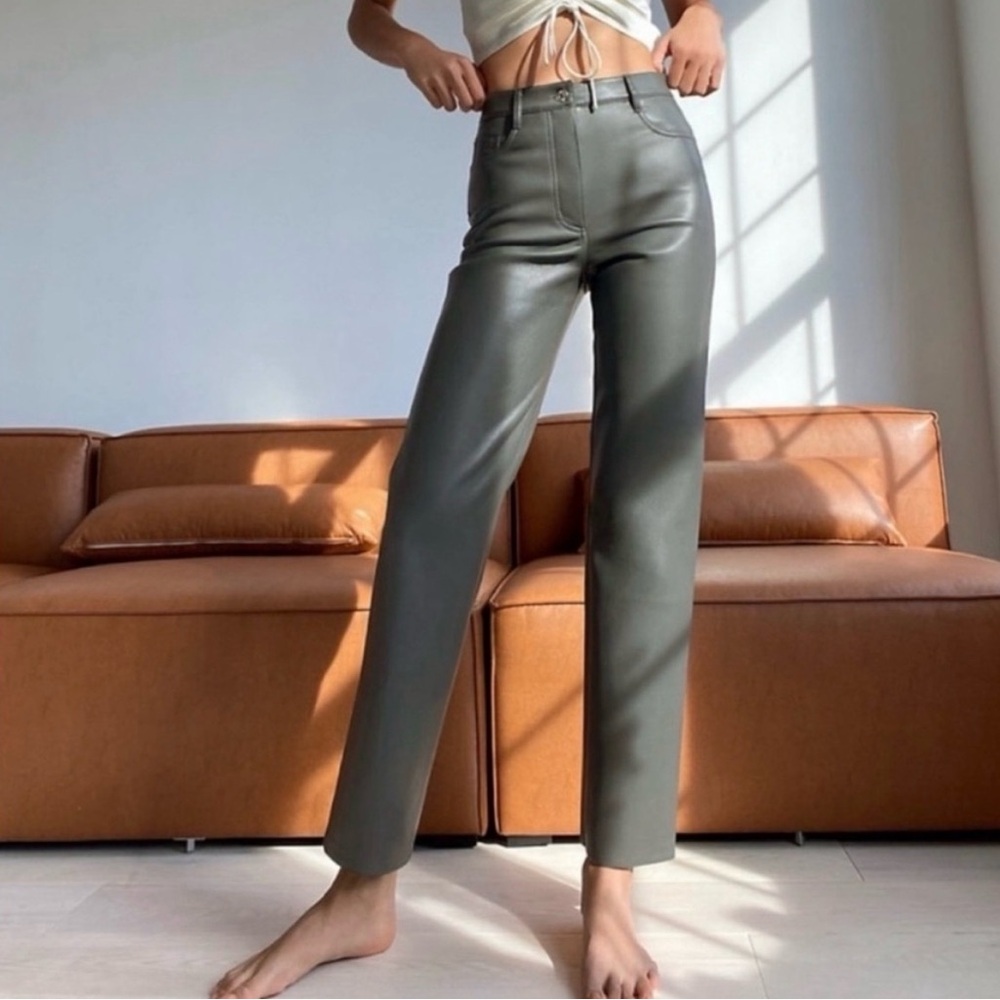 Aritzia Wilfred “Melina” Gray Vegan Leather Pant